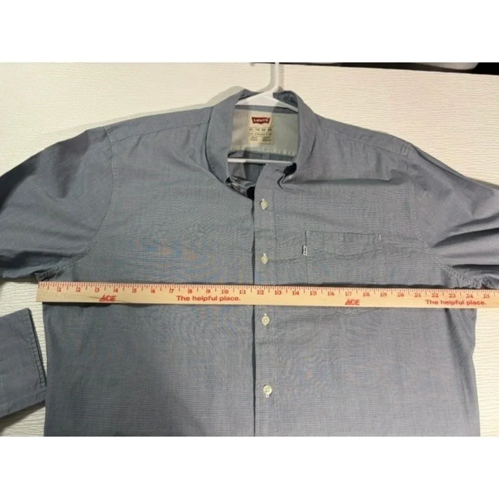 Levis Mens XXL Blue Long Sleeve Button Down Shirt Cotton Blend Casual Top MC0048